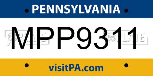 MPP9311 Pennsylvania License Plate