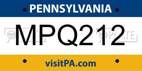 MPQ212 Pennsylvania License Plate