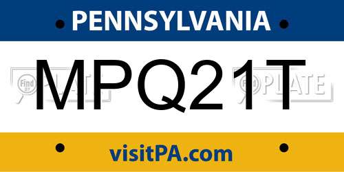 MPQ21T Pennsylvania License Plate