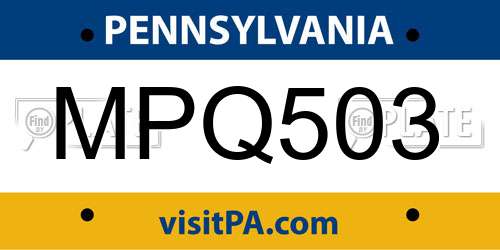 MPQ503 Pennsylvania License Plate