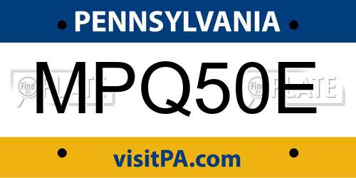 MPQ50E Pennsylvania License Plate