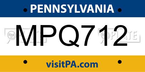 MPQ712 Pennsylvania License Plate
