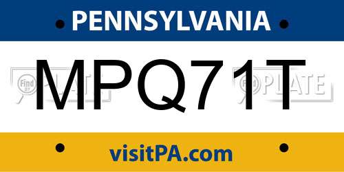 MPQ71T Pennsylvania License Plate