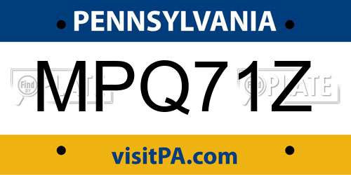 MPQ71Z Pennsylvania License Plate