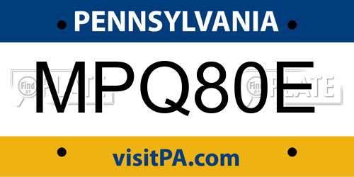 MPQ80E Pennsylvania License Plate