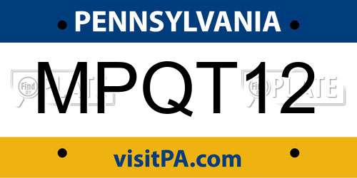 MPQT12 Pennsylvania License Plate