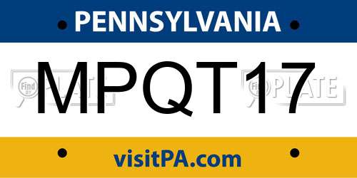 MPQT17 Pennsylvania License Plate