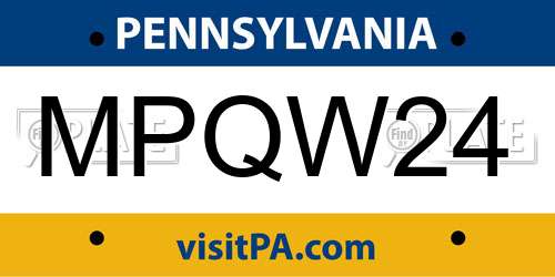MPQW24 Pennsylvania License Plate