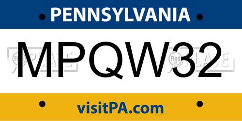 MPQW32 Pennsylvania License Plate