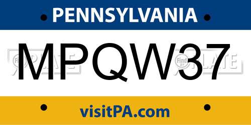 MPQW37 Pennsylvania License Plate