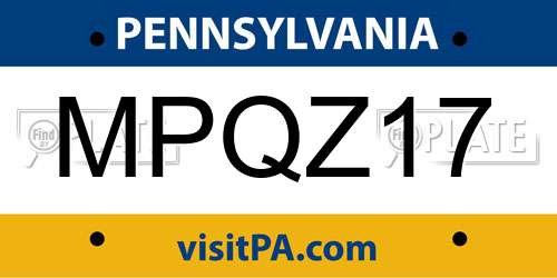 MPQZ17 Pennsylvania License Plate