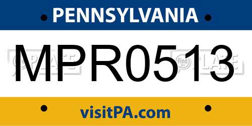 MPR0513 Pennsylvania License Plate