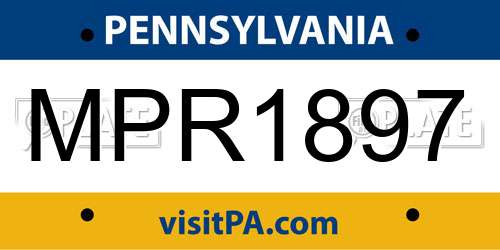 MPR1897 Pennsylvania License Plate