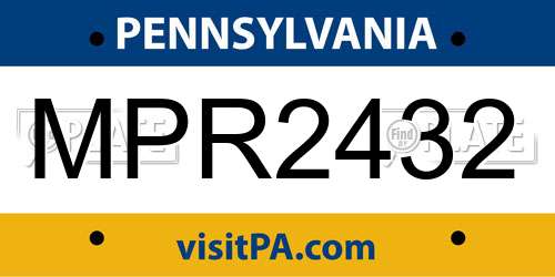 MPR2432 Pennsylvania License Plate