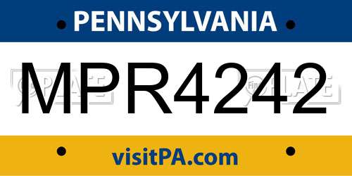 MPR4242 Pennsylvania License Plate