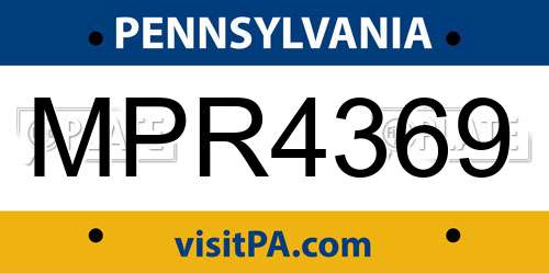 MPR4369 Pennsylvania License Plate