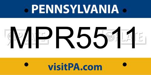 MPR5511 Pennsylvania License Plate
