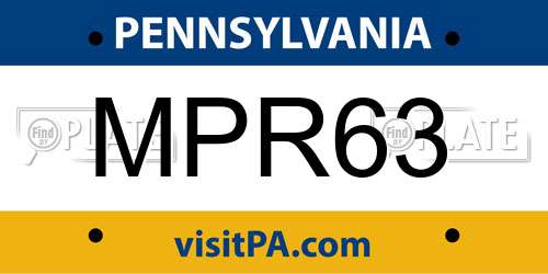 MPR63 Pennsylvania License Plate