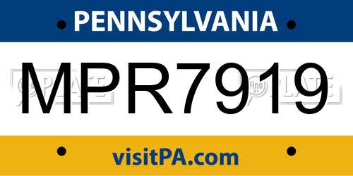 MPR7919 Pennsylvania License Plate