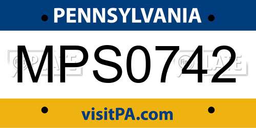 MPS0742 Pennsylvania License Plate