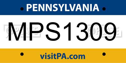 MPS1309 Pennsylvania License Plate