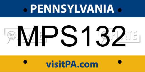 MPS132 Pennsylvania License Plate