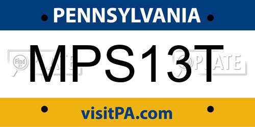 MPS13T Pennsylvania License Plate