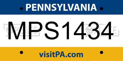 MPS1434 Pennsylvania License Plate