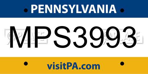 MPS3993 Pennsylvania License Plate