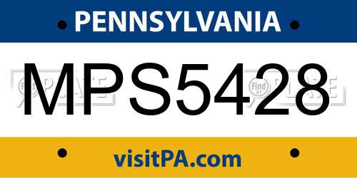 MPS5428 Pennsylvania License Plate