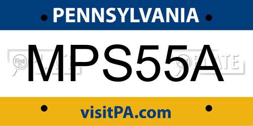 MPS55A Pennsylvania License Plate