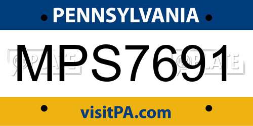 MPS7691 Pennsylvania License Plate