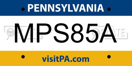 MPS85A Pennsylvania License Plate