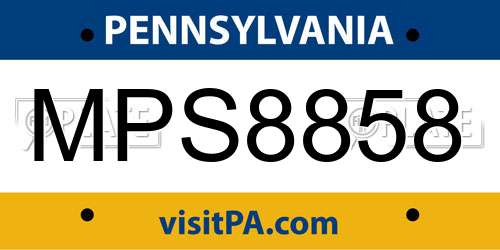 MPS8858 Pennsylvania License Plate