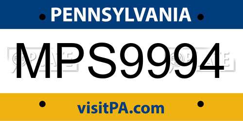 MPS9994 Pennsylvania License Plate