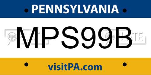 MPS99B Pennsylvania License Plate