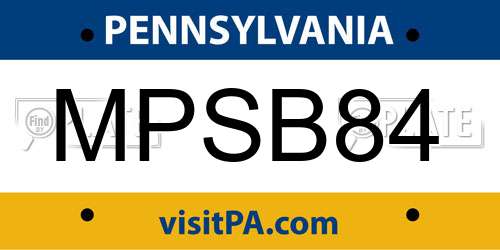 MPSB84 Pennsylvania License Plate