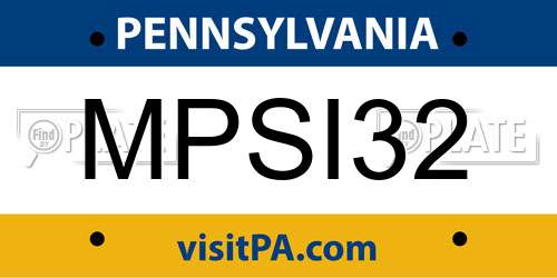 MPSI32 Pennsylvania License Plate