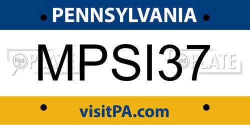 MPSI37 Pennsylvania License Plate