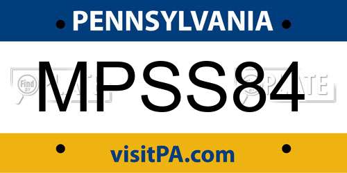 MPSS84 Pennsylvania License Plate