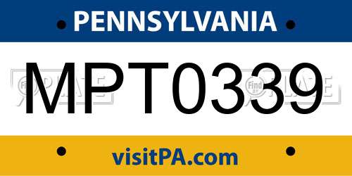MPT0339 license plate in PA state
