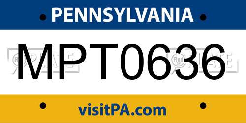 MPT0636 Pennsylvania License Plate
