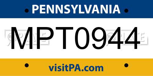 MPT0944 Pennsylvania License Plate