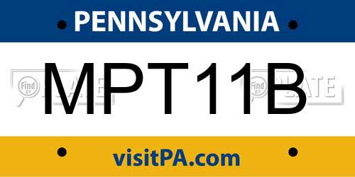 MPT11B Pennsylvania License Plate