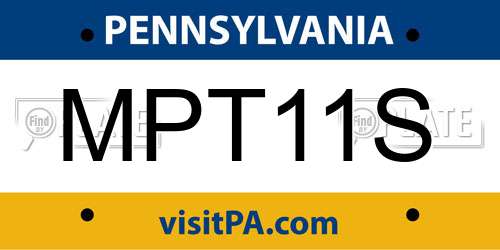 MPT11S Pennsylvania License Plate