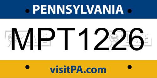 MPT1226 Pennsylvania License Plate