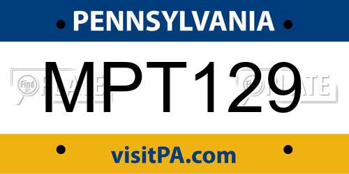 MPT129 Pennsylvania License Plate
