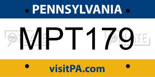 MPT179 Pennsylvania License Plate
