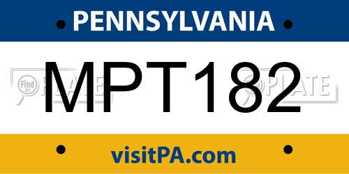 MPT182 Pennsylvania License Plate