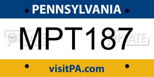 MPT187 Pennsylvania License Plate
